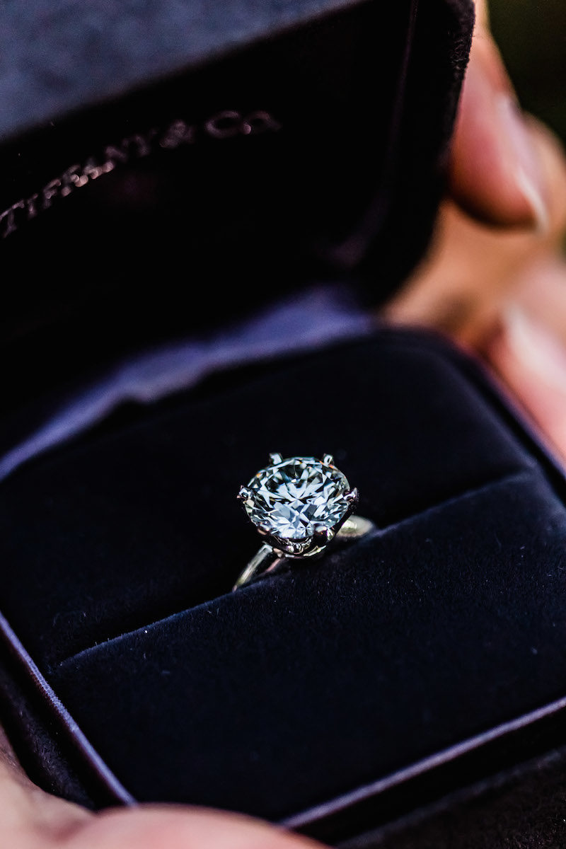 Close up of engagement diamond ring