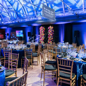 Corporate dining event ceiling pattern wash lighting