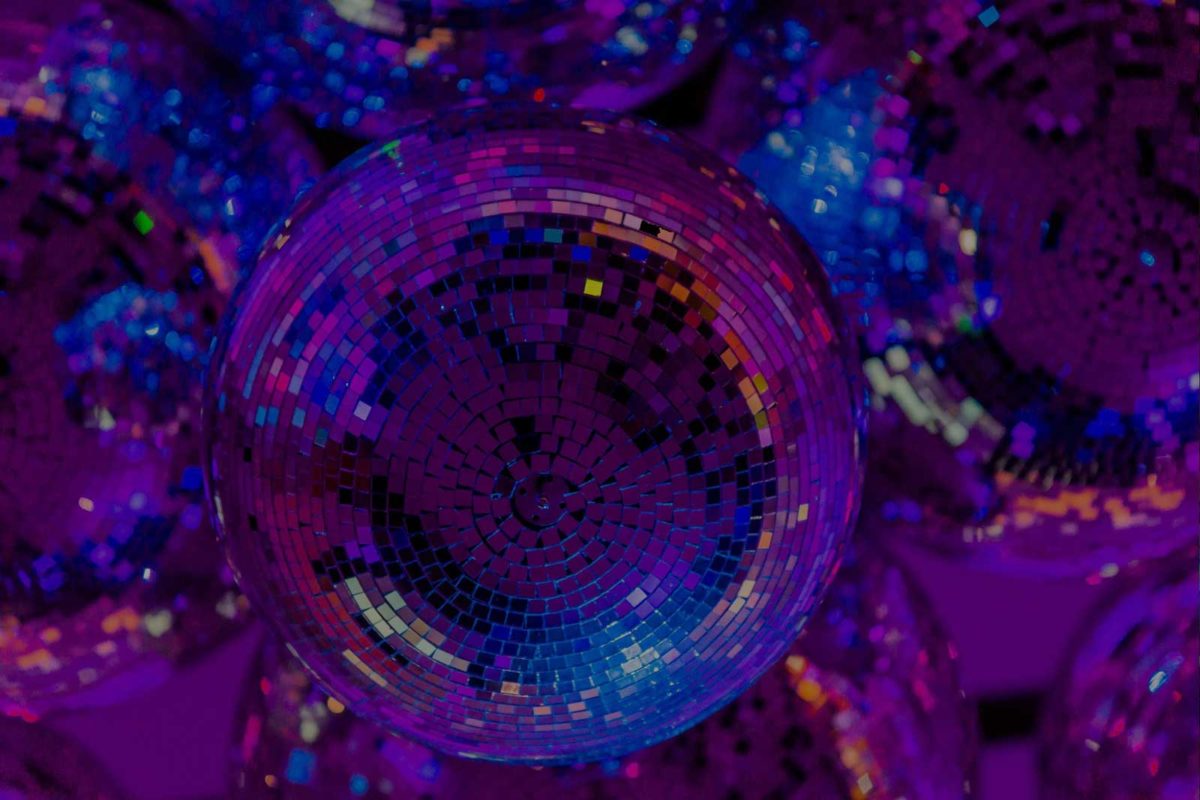 disco balls with purple multicolored lights