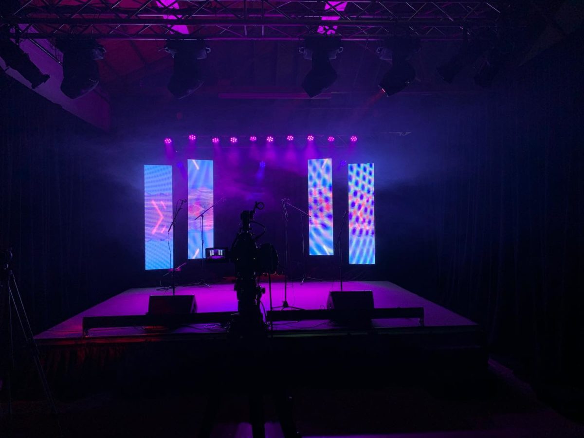 virtual and online events led wall with multicolored lights