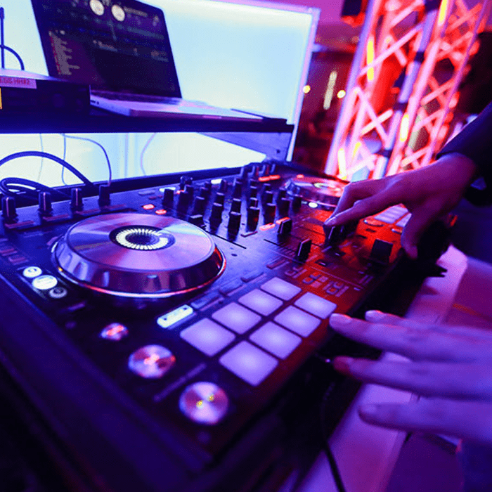 Behind the scenes of dj entertainment set-up