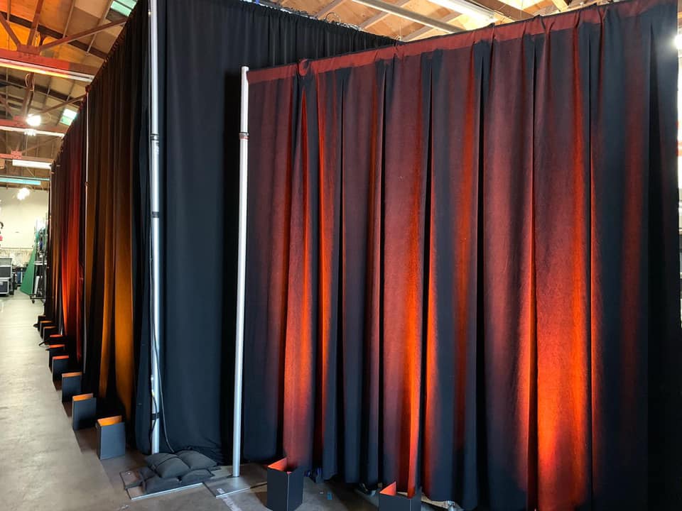 Orange curtain lighting for backdrop