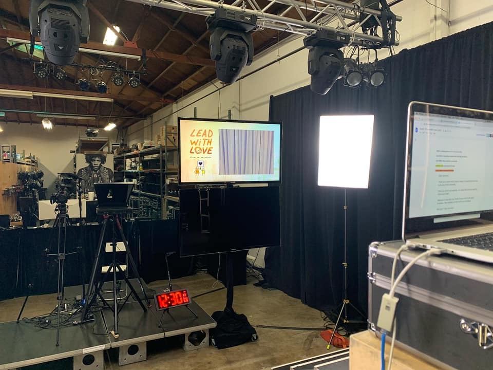 Lighting and computer set-up for film shoot