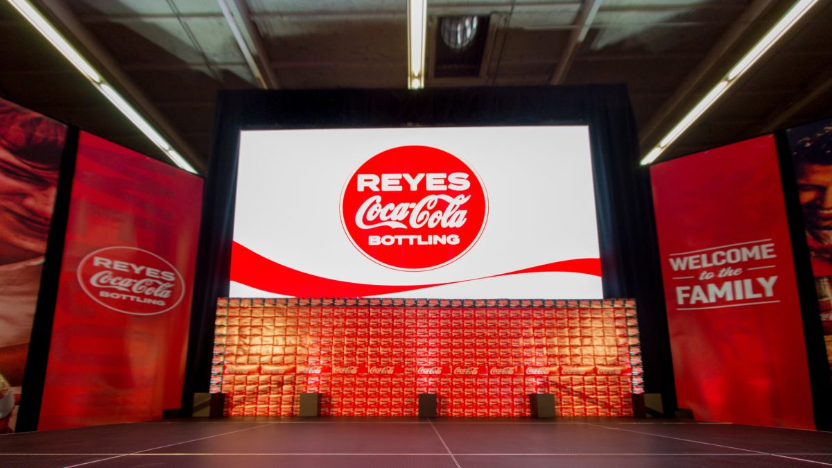 Digital screen backdrop with red lights for Virtual meeting and conferences