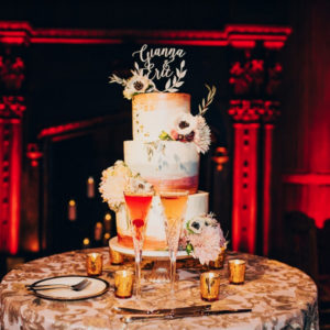 Wedding cake lighting and decor
