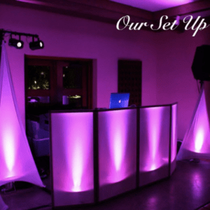DJ booth lighting and decor set-up