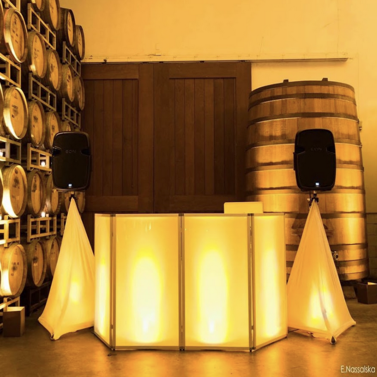 DJ booth indoor lighting in winery
