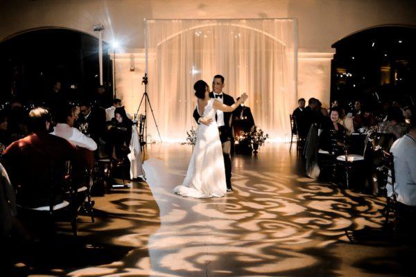 pattern wash lighting and ambient lighting for first dance at wedding
