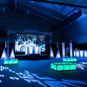 Winter stage and dance floor lighting set-up